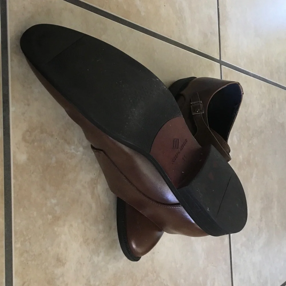 Joseph Abboud Brown Leather Single Monk Strap Oxfords